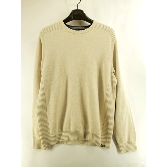 Eddie Bauer Sweater Mens TL Large Beige Knit Crewneck 90s - Picture 1 of 7